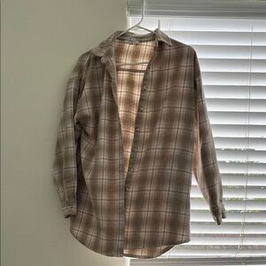 Polagram Beige and Red Plaid Shirt